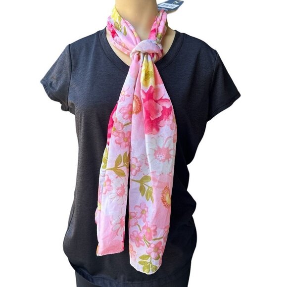 Juncture Scarf Rectangle Floral Pink Yellow Floral Women's‎ 60" x 11" NWT - Picture 1 of 6